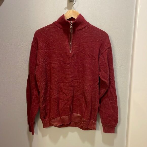 Northern Isle Mens red and white half zip sweater - Picture 1 of 12